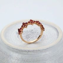 0.20Ct Round Cut Ruby Half Eternity Wedding Band Ring 14K Rose Gold Finish - £65.81 GBP