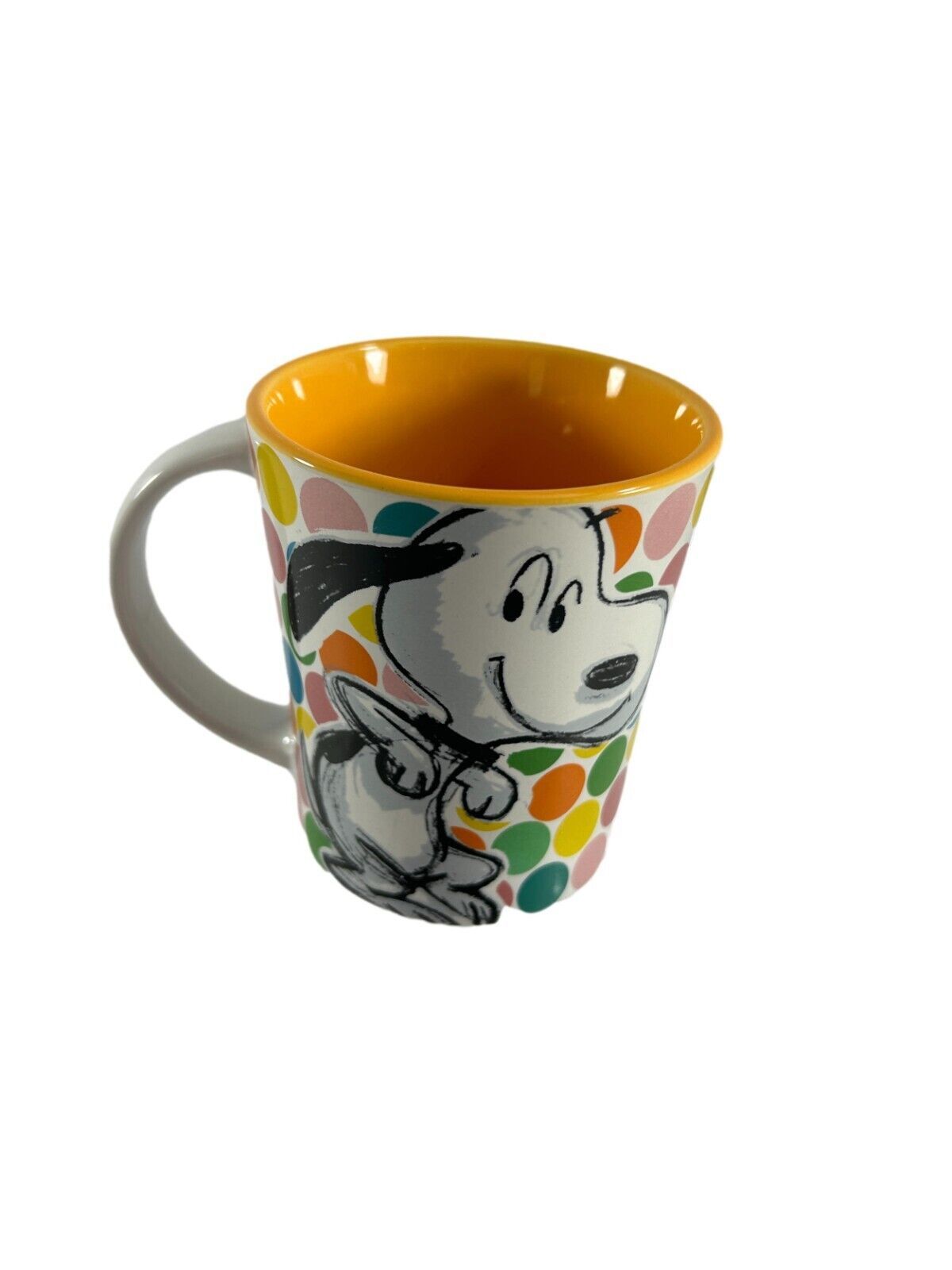 Peanuts Snoopy Coffee Tea Mug Dancing Dog 15oz Polka Dot Pop Art Gibson - $14.85
