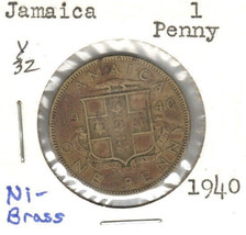 Jamaica 1 Penny, 1940, Nicklel-Brass, KM32 - £3.14 GBP