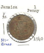 Jamaica 1 Penny, 1940, Nicklel-Brass, KM32 - $76.02 MXN