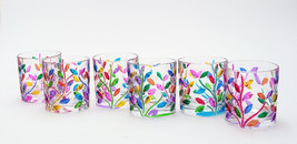Laurus set 6 tumblers hand-painted  multicolor crystal glass Murano style Venice - £132.30 GBP