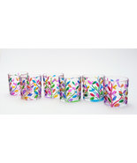 Laurus set 6 tumblers hand-painted  multicolor crystal glass Murano style Venice - £131.86 GBP