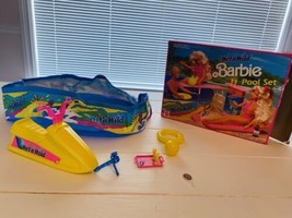Vintage 1989 Wet’N Wild Barbie Pool Set With Jet Ski And Other Various P... - £18.33 GBP