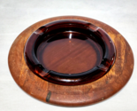 Vintage MISSION 8&quot; Cigar Ashtray With 11&quot; Bottom Wood Holder - Rich Hone... - $28.50