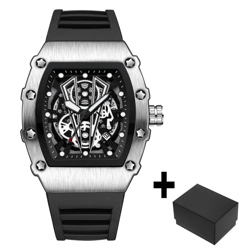 Luxury Brand Mens Wristwatch Fashion Black Skeleton Dial Quartz Watches ... - £27.34 GBP