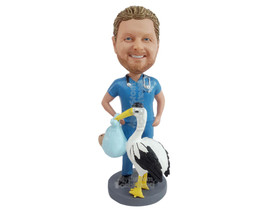 Custom Bobblehead Gynecologist Deliverying a Baby Standing With Stork - Careers  - £80.18 GBP