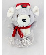 Gray Mouse Plush 6 Inch Santa Hat Scarf Stuffed Animal toy - £8.75 GBP