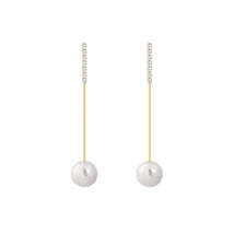 Pearl &amp; Cubic Zirconia 18K Gold-Plated Ball Drop Earrings - £10.41 GBP