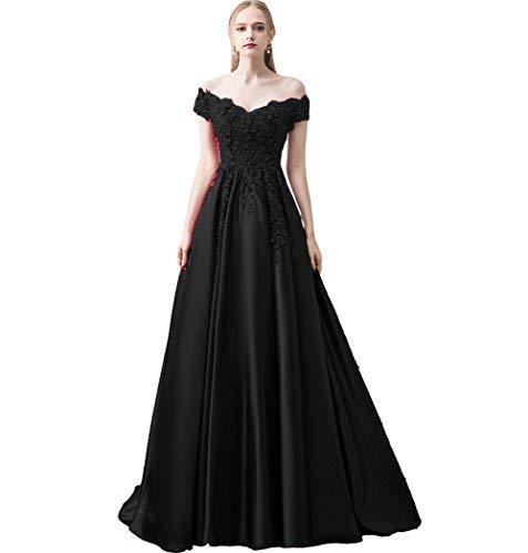 Long A Line Off The Shoulder Beaded Prom Dress Evening Black US 14