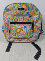 SCOUT women girls small backpack bag pink green blue paisley vinyl 10x12" - $24.74
