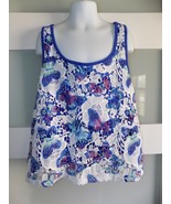 JUSTICE BUTTERFLY /FLORAL LACE BLUE CROP TANK TOP SIZE 16 GIRL&#39;S - $12.67 CAD