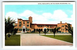 Hotel Indialantic Building On the Ocean Melbourne Florida Postcard Linen Vintage - £10.09 GBP