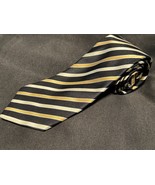 Sean John Black Gold Silver Striped Necktie Classic Silk Look Business Tie - $23.25 CAD