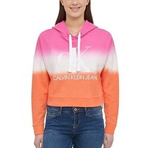 Calvin Klein Jeans Womens Monogram Logo Tie Dye Block Hoodie (Sherbert Combo, La - £20.29 GBP