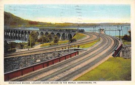 Rockville Stone Bridge Railroad Train Harrisburg Pennsylvania 1924 postcard - £5.53 GBP