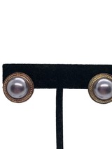 Vintage Gold-Tone Clip-On Earrings W/ Faux Pearl Center - $19.65
