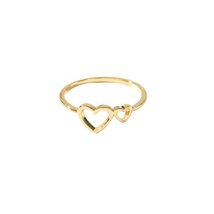 Romantic Hollow Out Two Heart Rings For Women Girls Opening Jewelry (7, Gold) - £19.75 GBP