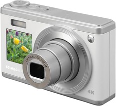 Digital Camera For Kids Dual Screen, 4K 60Mp Compact Mini Camera With 10X, White - $166.97