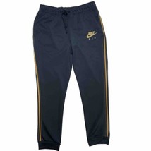 Nike Air Joggers Mens Medium Black Gold NSW Sweatpants Track Tapered Pants Cuff - £23.07 GBP