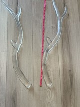 2 Large Clear Resin Deer Antlers Home Cabin Nature Animal Groom Decor - £98.90 GBP