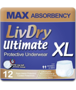 LivDry Ultimate XL Adult Incontinence Underwear, X-Large (12 Count), White - £23.63 GBP