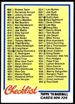 1978 Topps Baseball Checklist #652 - $0.50