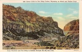 Antique Postcard Great Cliffs in Ten Sleep Canon,Wyoming - £3.01 GBP