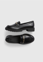 New Gap Kids Girl Black Gold Tone Chain Link Faux Leather Loafers Sz 12 Lug Sole - £24.17 GBP