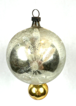 Vintage Teardrop Christmas Ornament Glass Balloon 4&quot; Poland Stencil Silv... - $411.84 MXN