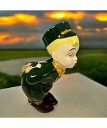 Vtg Young Boy Figurine Looking For Kiss With Flower Behind Back 7&quot; HandP... - $16.82