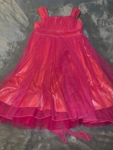 Girls Size 12 Sequin Hearts Coral Pink Overlay Church Easter Dress Summer EUC - £19.18 GBP