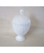 Vintage AVON Milk Glass Egg Shaped Covered Candy Dish Compote Floral Pat... - £5.70 GBP