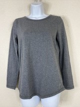 T By Talbots Womens Size PS Gray/Silver Stripe Velvet Collar T-shirt Long Sleeve - £7.49 GBP