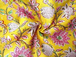 Rastogi Handicrafts Fabric 100% Pure Cotton Hand Block Printed Width - 4... - £11.34 GBP+