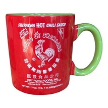 Sriracha Coffee Mug Cup HOT Chili Sauce Red Green 22 oz Sriracha Logo - $15.85