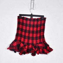 Olivaceous Size Large Women&#39;s Red Black Check Roushed Strapless Tube Top - $17.04