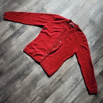 Saks Fifth Avenue Womens Cashmere Buttoned Cardigan Sweater Red Size Large - $47.36 CAD