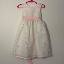 Sophie Rose Girls 4T White Dress w Pink Ribbon and Embedded Flowers - $303.80 MXN