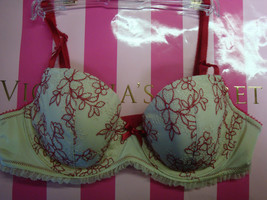 New Sexy Victoria&#39;s Secret Dream Angels Embroidered Lined Demi Lace Bra Size 36B - £36.58 GBP