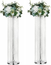 Set Of 2 Elegant Crystal Flower Stand Wedding Centerpieces On Floor Tall Metal - £63.33 GBP