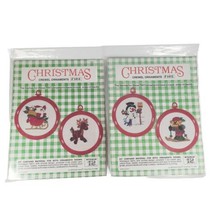 Vintage Studio 12 Christmas Crewel Ornaments Sewing Kit Lot Of 2 Snowman Santa - $17.59