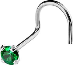 Nose Stud Ring 925 Silver 3mm Green Cubic Zircon Piercing Pin for Women ... - £8.22 GBP