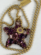 Coach Necklace Sandy PAVE Starfish Pendent 94468 Gold Beaded Chain Purple Vtg J2 - £63.35 GBP