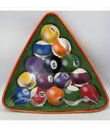 Vintage Pool Ball Tray Bowl Rack Em Up Clay Art Party Man Cave - $18.17