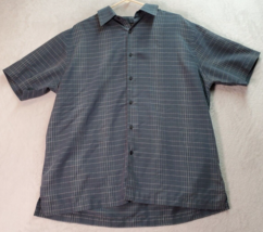 Axist Shirt Men XL Multi Plaid Silk Touch Short Sleeve Slit Collared Button Down - £14.12 GBP
