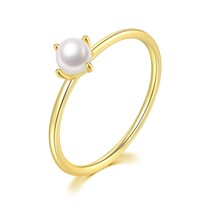 Mini Imitation Pearl Thin Ring For Women Minimalist Slim Finger Ring Accessories - £11.33 GBP