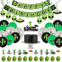 Alien Birthday Party Decorations, Halloween Assorted Alien Cupcake Toppers Outer - £26.88 GBP