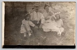 RPPC Lovely Edwardian Mother Father Girls Children In Tall Grass Postcard A44 - £7.04 GBP