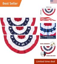 American Pleated Fan Flag,3 X 6 Ft  Patriotic Flag Bunting Half Fan Bann... - $72.84