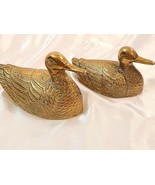 Set of 2 Vintage Enesco Imports Corp Solid Brass Duck Figurines Paperwei... - $77.22